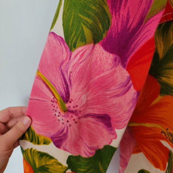 Chico's Design Floral Cotton Jacket Beading Accents Size 3 Womens XL - Picture 7 of 7